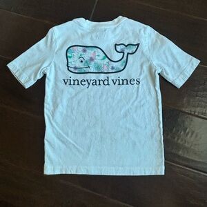 Vineyard Vines Kids White Tee with Tropical Whale